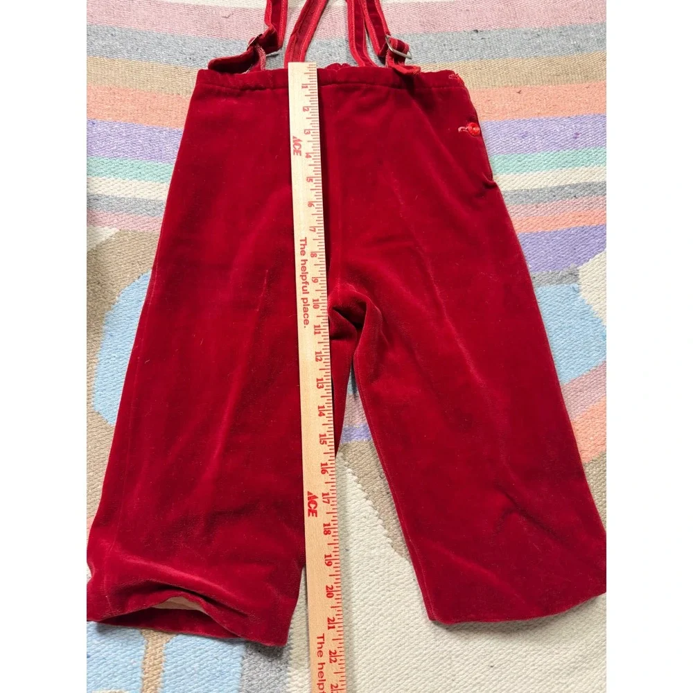 Vintage 40s/50s Handmade Red Velvet Baby Christmas Set Jacket Pants Hat